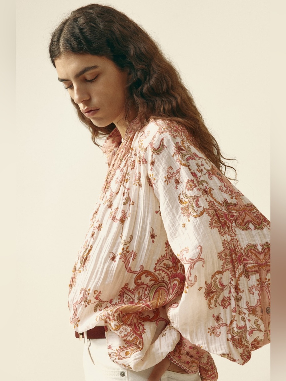 H&M Boho Paisley Crinkled Blouse